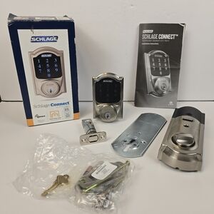 New Open Box Schlage BE469IRVCAM619 Camelot Satin Nickel Touchscreen Deadbolt